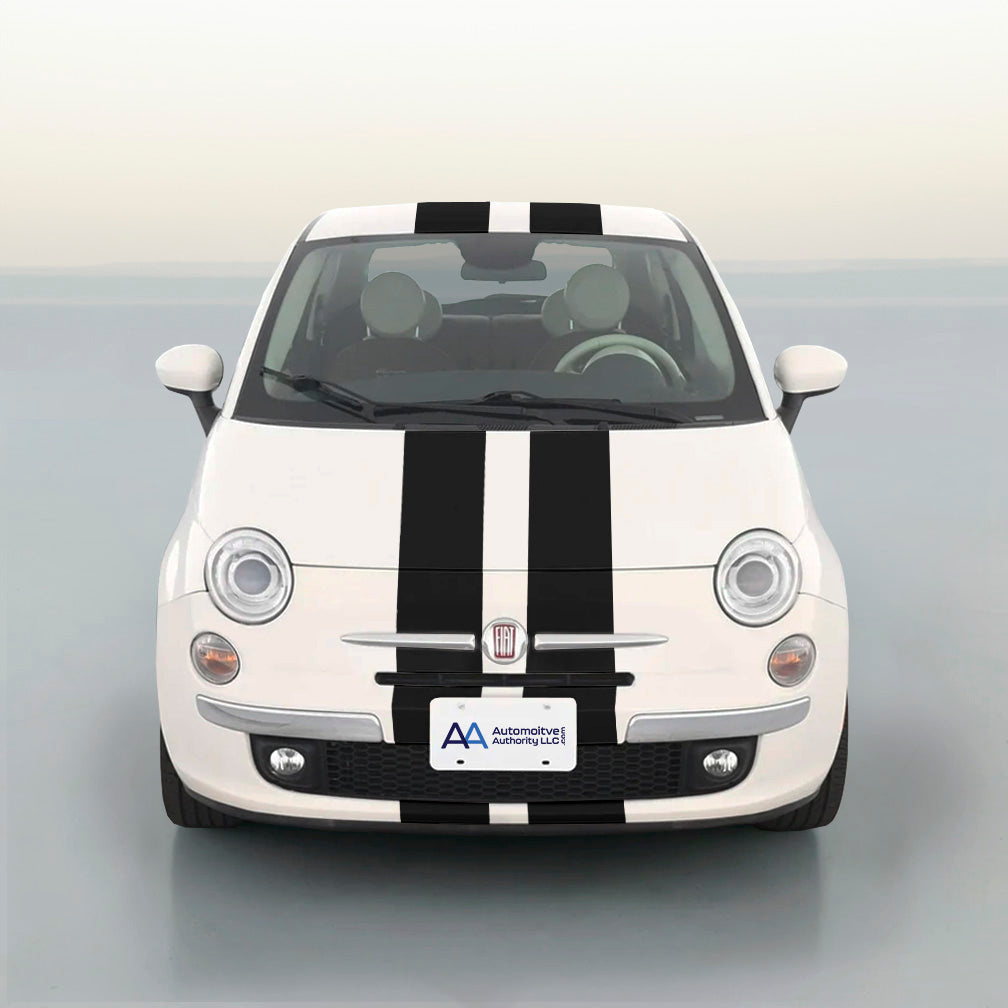 Automotive Authority 6-Piece Vinyl Racing Stripe Kit For Fiat 500 - Hood, Roof, Trunk - Custom Color
