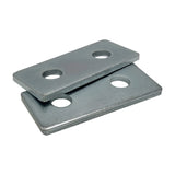 2 Hole, Flat Plate Connector Bracket for 1/2" Bolt in 1-5/8" Strut Channel - Heavy Duty, Electro-Galvanized
