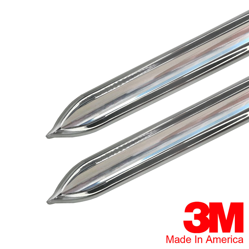 thumbnail image 2 of Vintage Style 7/8 Inch Chrome Side Body Trim Molding Kit - Formed Pointed Ends, 3M Adhesive 2 of 6