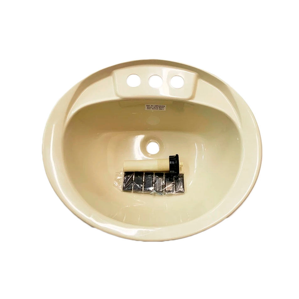 RV Camper Trailer Oval Bathroom Sink w/ Drain Stopper 20" x 17