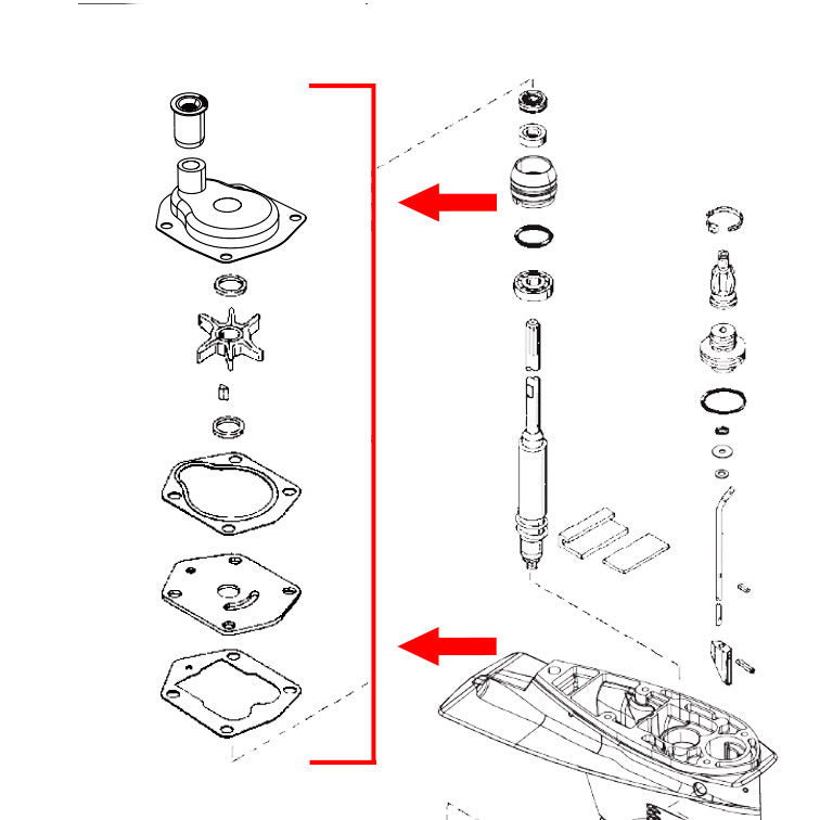 Water Pump Repair Kit for Mercury Mariner 25-50 HP - 821354A2, 18