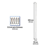 0.6 mm Wire Diameter x 10 mm OD x 305 mm Steel Compression Springs - 0.6mm x 10mm x 305mm