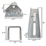 Kit de support de couchette supérieur pivotant galvanisé de 10 pouces avec matériel pour remorque de bateau, convient aux traverses 2x3, robuste 