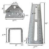 Kit de soporte para litera superior giratorio galvanizado de 12" con herrajes para remolque de barco, se adapta a travesaños de 2x3, resistente 