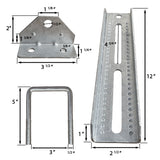 12" Galvanized Swivel Top Bunk Bracket Kit with Hardware for Boat Trailer, fits 3x3 Cross Members, Heavy Duty