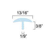 13/16" White T Molding Flexible Gap Edge Trim - RV, Travel Trailer, Boat, Marine, and Home Application