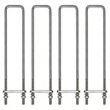 Square U-Bolt Kit with 1/2" x 4-1/4" Tie Bars & Hardware, 5/8" Diameter - Grade 8, Hot Dip Galvanized - Multiple Sizes