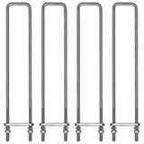 Square U-Bolt Kit with 1/2" x 4-1/4" Tie Bars & Hardware, 5/8" Diameter - Grade 8, Hot Dip Galvanized - Multiple Sizes