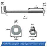3/4" x 10-inch Galvanized Threaded Anchor Bolts for Wood, Concrete