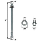 3/8" x 6" Wedge Anchor Bolt Fasteners for Concrete, Cement, Brick - Zinc-Plated