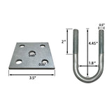 U Bolt Mounting & Plate Kit for 2,200 lb Trailer Axle with 1-3/4" Round Tube Diameter, Galvanized Zinc