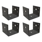 4x4 Deck Post Concrete Anchor Connector Bracket, Fence Post Base, Black Powder Coated