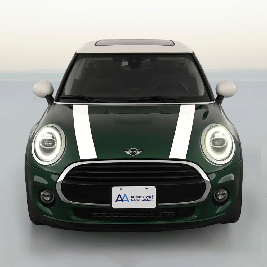 White Rally Racing Stripes Mini Koper Mini Cooper Dual Racing Stripe Kit – Automotive Authority