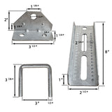 8" Galvanized Swivel Top Bunk Bracket Kit with Hardware for Boat Trailer, fits 2x3 Cross Members, Heavy Duty