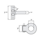 Adjustable C Channel Bracket & 3" Lunette Ring for Trailer Coupler, Raw Steel - 4 Hole 3-Position, 14,000 lb Ring