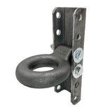 Adjustable C Channel Bracket & 3" Lunette Ring for Trailer Coupler, Raw Steel - 6 Hole 5-Position, 24,000 lb Ring