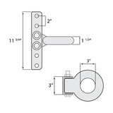 Adjustable C Channel Bracket & 3" Lunette Ring for Trailer Coupler, Raw Steel - 6 Hole 5-Position, 24,000 lb Ring