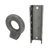 Adjustable C Channel Bracket & 3" Lunette Ring for Trailer Coupler, Raw Steel - 6 Hole 5-Position, 24,000 lb Ring