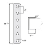 Adjustable C Channel, Lunette Ring Channel Bracket for Trailer Coupler, 11-3/4 inch, 2 inch Bolt Pattern - 6 Hole, 5-Position