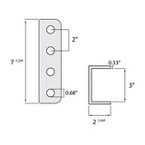 Adjustable C Channel, Lunette Ring Channel Bracket for Trailer Coupler, 7-3/4 inch, 2 inch Bolt Pattern - 4 Hole 3-Position 