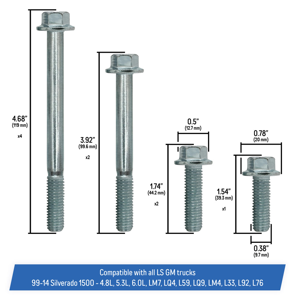 Alternator and Power Steering Bracket Bolt Kit for All GM, LS Engines ...