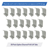 Aluminum Window Screen Spline Channel Pull Lift Tabs - 20 pack