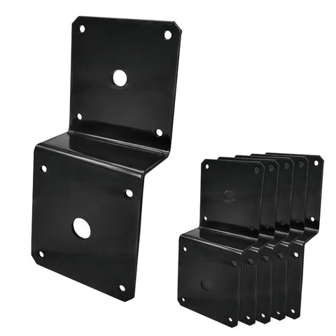 Galvanized Deck Joist Tie Plate, Z Bracket for 2x4 Cross Joist and 4x4 Post - Corner Brace Support, 14 Gauge - Black Powder Coated