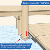 Dock Piling Hoop on Plate - 10" - Hoop Pile Holder - 2" Plate, 3/8" thick