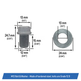 Drive Shaft Retaining Bolt Set with Washers Replacement for Can-Am ATV - M12 & M10 Propshaft Driveline - 250200014, 250000615, 250200102, 250000359