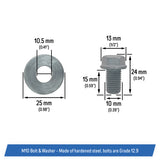 Drive Shaft Retaining Bolt Set with Washers Replacement for Can-Am ATV - M12 & M10 Propshaft Driveline - 250200014, 250000615, 250200102, 250000359