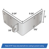 Floating Dock Outside Corner Hinge Plate Bracket, Male - Heavy-Duty Galvanized Steel