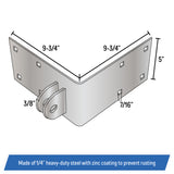 Floating Dock Outside Corner Hinge Plate Bracket, Male & Female - Heavy-Duty Galvanized Steel