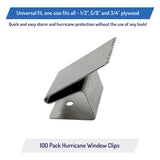 Hurricane Window Clips, Universal Fit 1/2" - 5/8" - 3/4", Stainless Steel - 100 pack