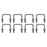 Square U Bolt with Hardware for Boat Trailer, Galvanized Steel 1/2" Diameter x 3-1/16" x 3-5/16" for 2x3 Beam (8 Pack)