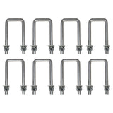 Square U Bolts with Hardware for Boat Trailer, Zinc Plated, 1/2" Diameter x 2-1/8" x 4-3/4" for 2x3 Beam (8 Pack)
