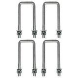 Square U Bolts with Hardware for Boat Trailer, Zinc Plated, 1/2" Diameter x 2-1/8" x 6-5/16" for 2x4 Beam (4 Pack)