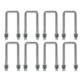 Square U Bolts with Hardware for Boat Trailer, Zinc Plated, 1/2" Diameter x 2-1/8" x 6-5/16" for 2x4 Beam (8 Pack)