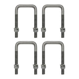 Square U Bolt with Hardware for Boat Trailer, Galvanized Steel, 3/8" Diameter x 1-5/8" x 3-3/8" for 1-1/2" Beam (4 Pack)