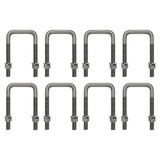 Square U Bolt with Hardware for Boat Trailer, Galvanized Steel, 3/8" Diameter x 1-5/8" x 3-3/8" for 1-1/2" Beam (8 Pack)