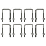 Square U Bolt with Hardware for Boat Trailer, Galvanized Steel, 3/8" Diameter x 1-5/8" x 3-3/8" for 1-1/2" Beam (8 Pack)