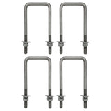 Square U Bolt and Hardware for Boat Trailer, Galvanized Steel, 1/2" Diameter x 3-1/16" x 7-5/16" (4 Pack)