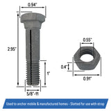 Mobile Home Anchor Bolt with Nut - Ground Anchor Slotted Bolts and Nuts