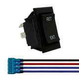 Momentary Reverse Polarity Rocker Switch with Wires for RV Tongue Trailer Stabilizer - 4 Pin