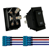 Momentary Reverse Polarity Rocker Switch with Wires for RV Tongue Trailer Stabilizer - 4 Pin