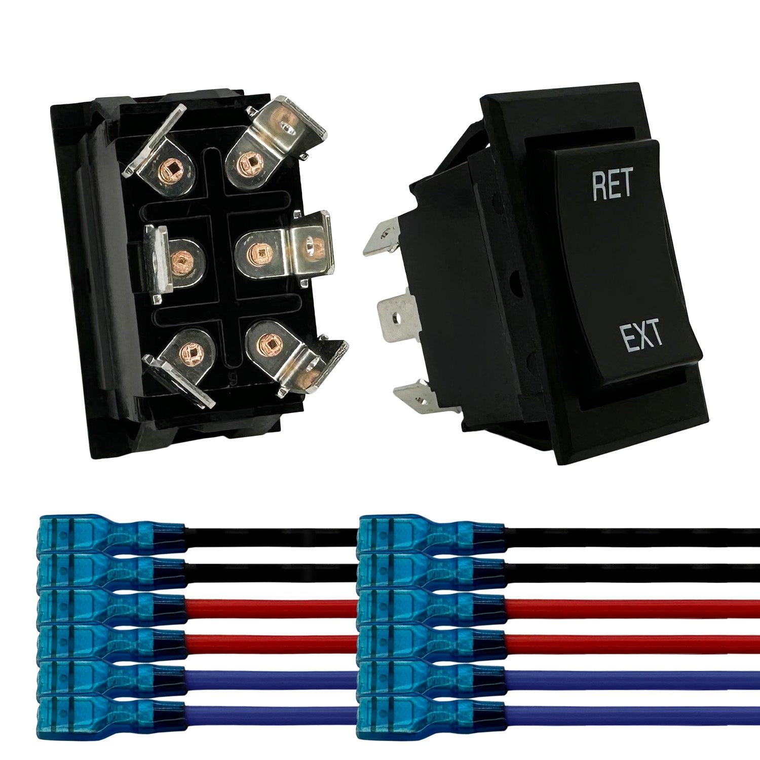 6 Pin - Momentary Reverse Polarity Rocker Switch with Wires for RV
