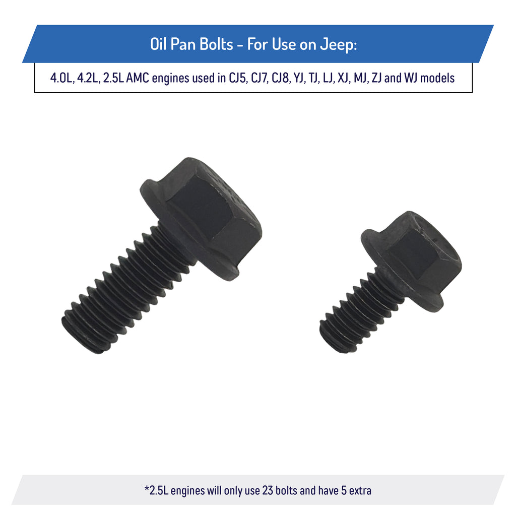Oil Pan Bolts for Jeep CJ YJ TJ XJ MJ ZJ WJ, 4.0L 4.2L 2.5L, AMC V8 ...