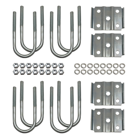 U-Bolt & Plate Kit For Boat Trailer Leaf Springs - Galvanized 2 1/8" X 4 3/4" For Square Axles