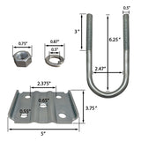 Kit de boulons et plaques en U ronds pour essieu de remorque, zinc galvanisé, 2-3/8"l x 6-1/4"l 