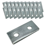 2 Hole, Flat Plate Connector Bracket for 1/2" Bolt in 1-5/8" Strut Channel - Heavy Duty, Electro-Galvanized