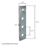 4 Hole, Flat Plate Connector Bracket for 1/2" Bolt in 1-5/8" Strut Channel - Heavy Duty, Electro-Galvanized